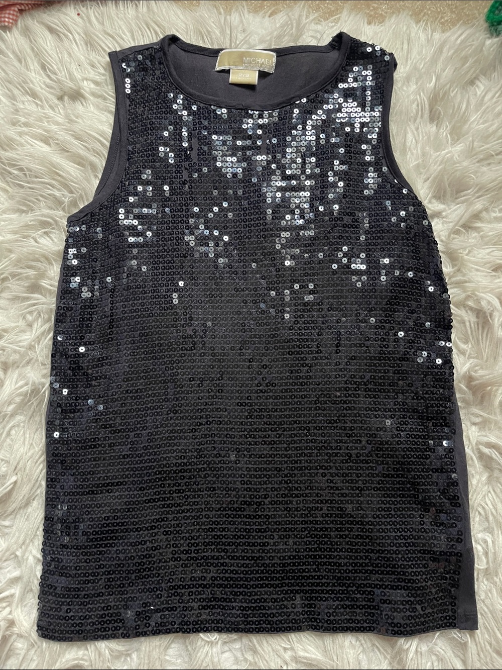 MICHAEL Michael Kors Black Sequin Sleeveless Tank Top